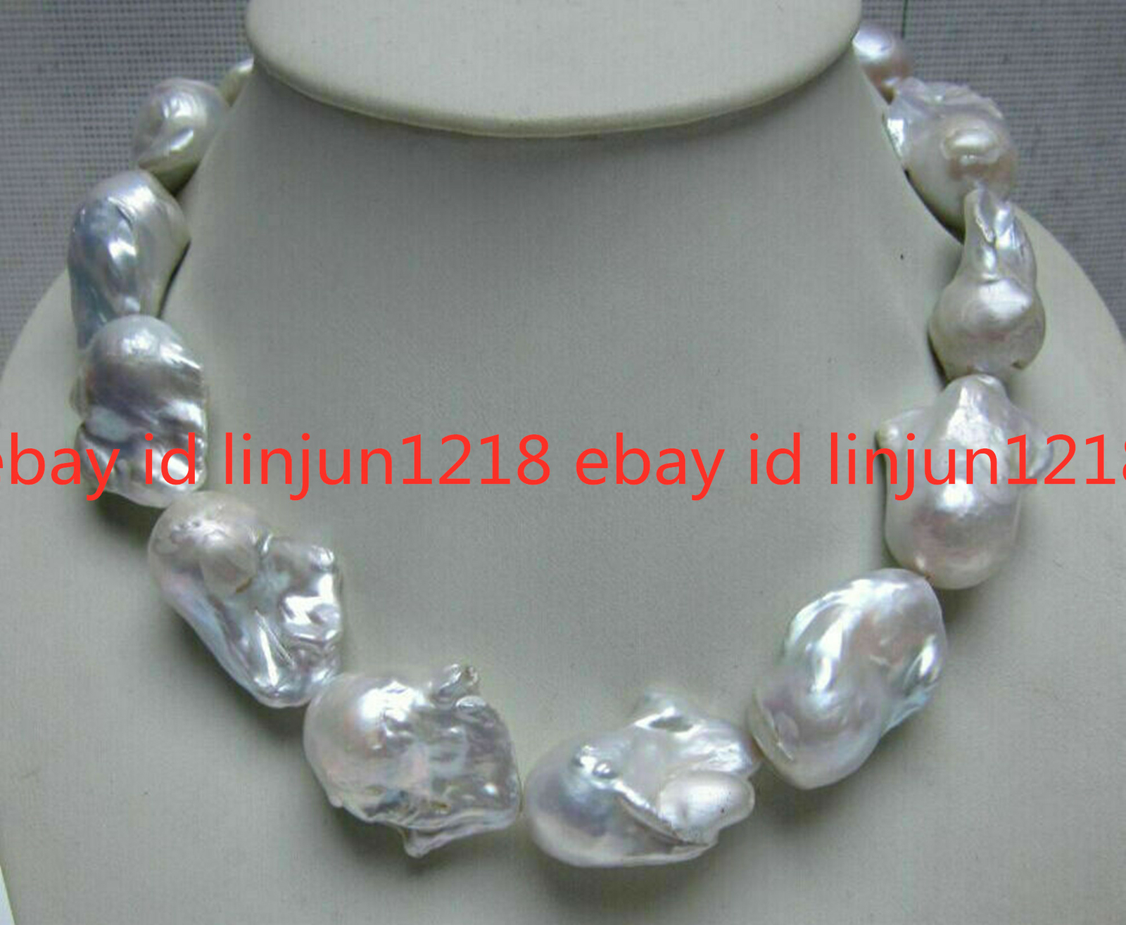 REAL HUGE AAA SOUTH SEA WHITE BAROQUE PEARL NECKLACE 18″ AA+