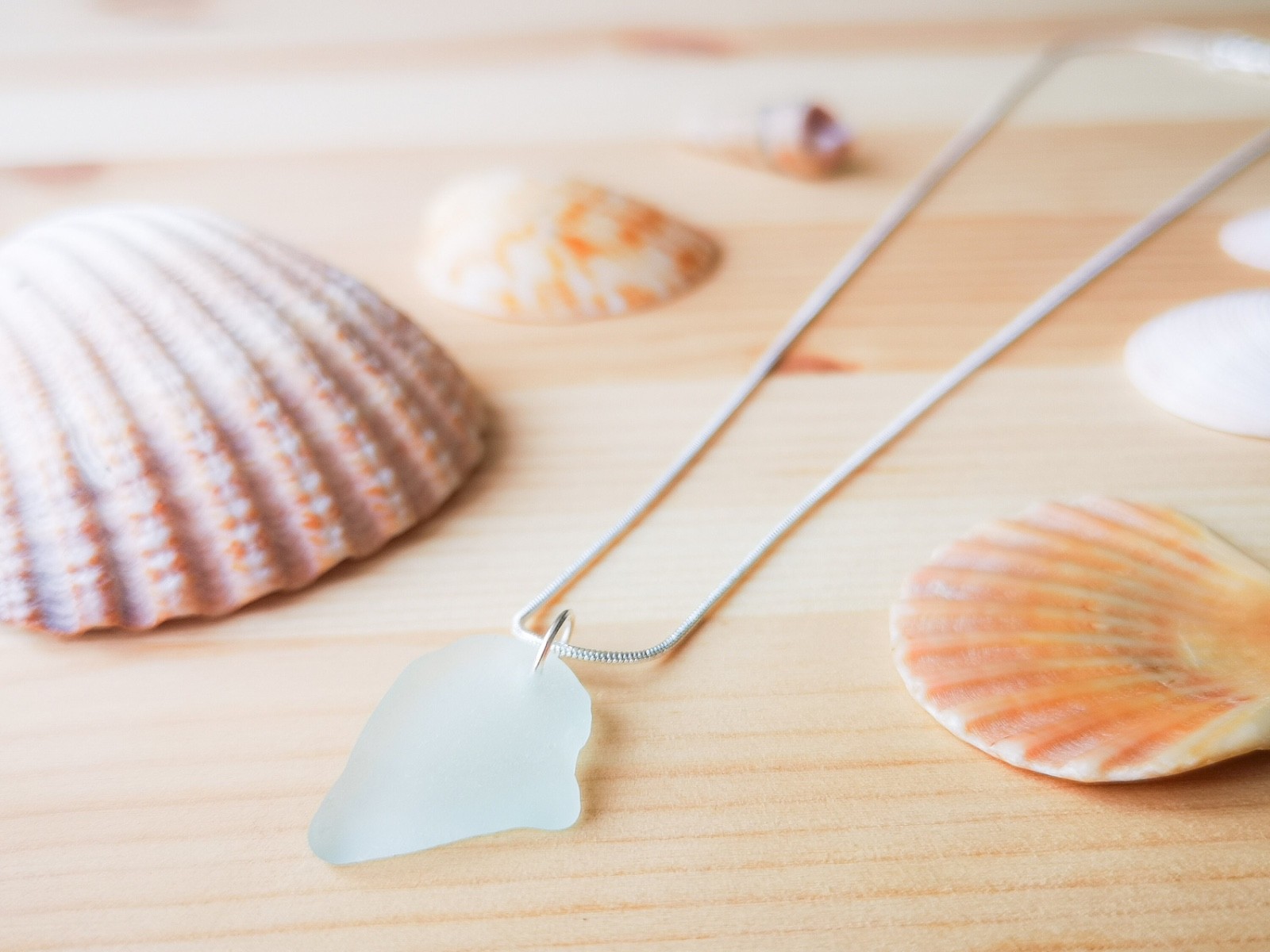 Cornish Sea Glass necklace jewellery, ladies gift, seafoam blue, beach