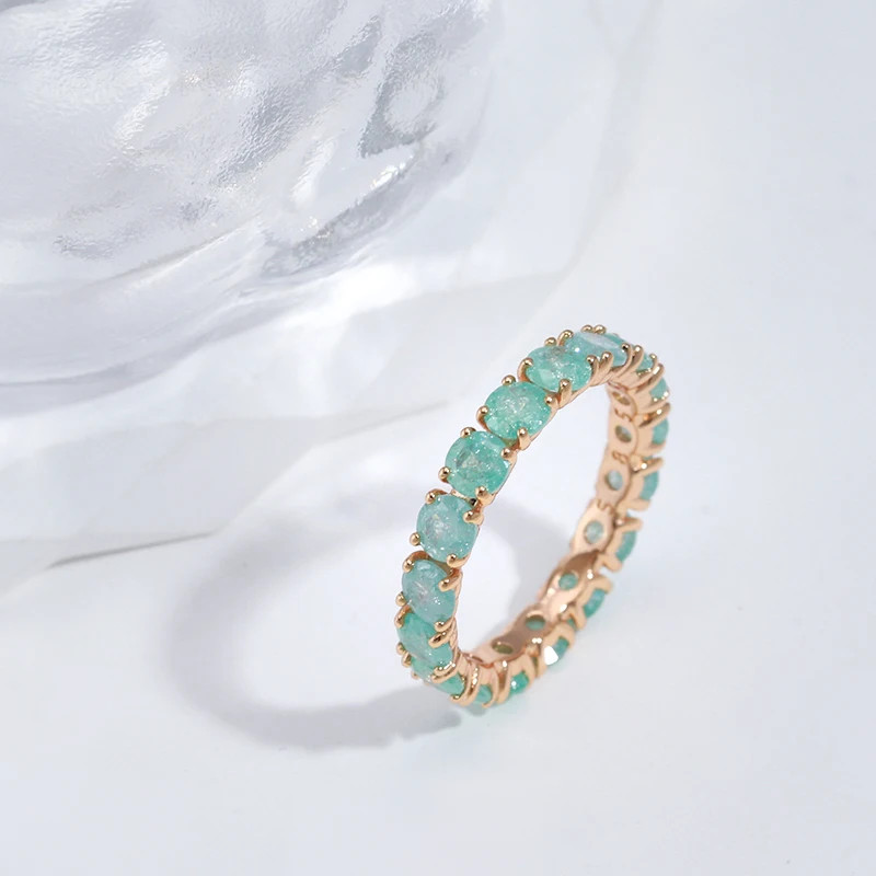 Geometric Ring Round Zircon Tension Setting Wedding Band Women Jewelry