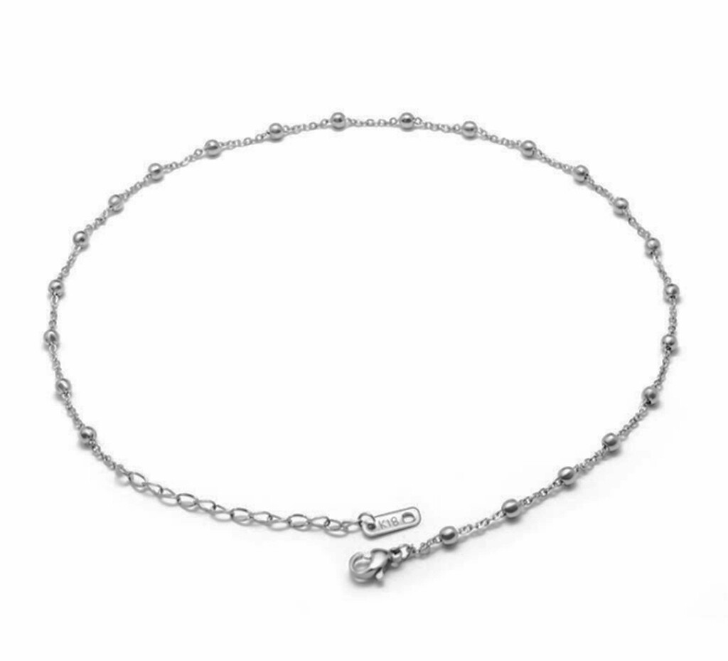Gold Plated Titanium Stainless Steel 3.5mm Bead Chain Choker Necklace 14-16″