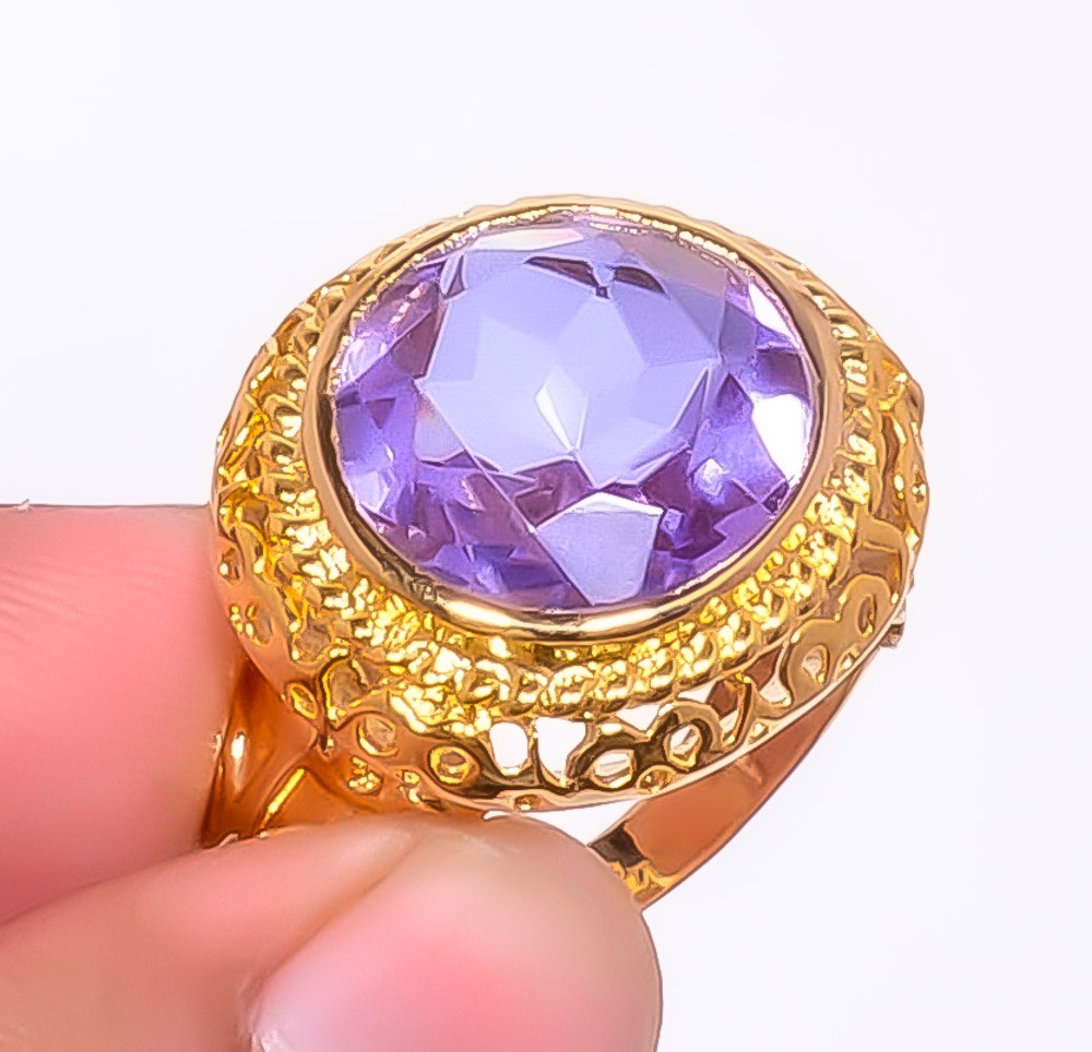 Amethyst Gemstone 18k Gold Plated Ring s.11 R7623-580
