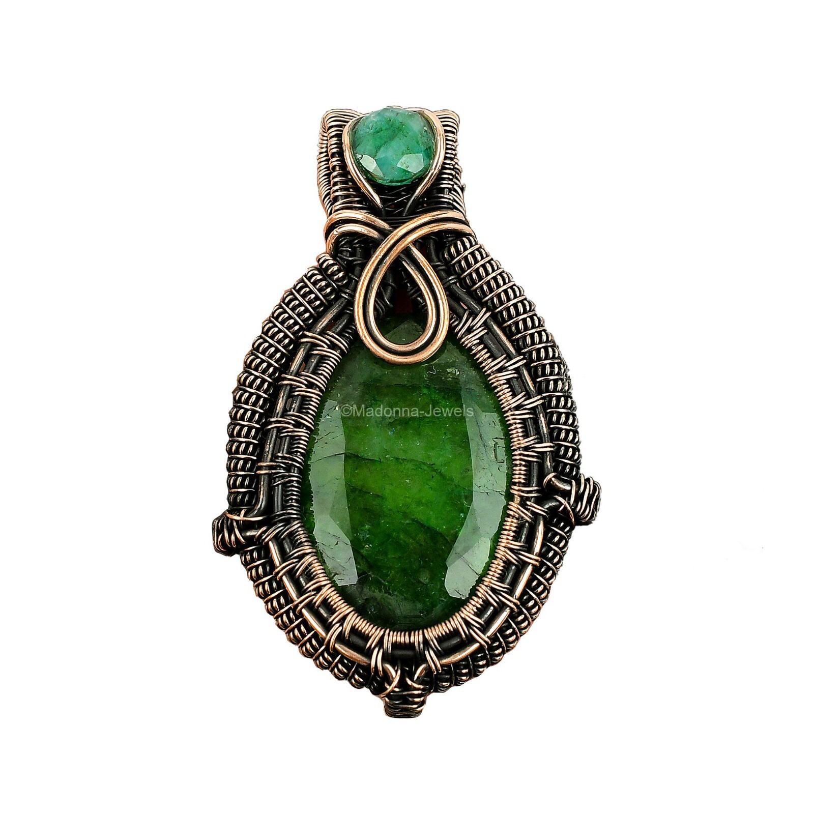Wire Wrapped Pendant Handcrafted Copper Ethnic 2.44