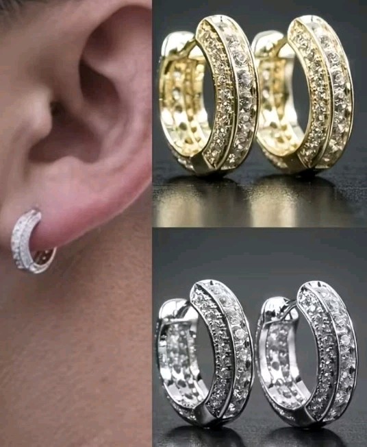 men’s crystal earrings X2 huggie 1.5CM hoop earrings comes gift boxed C67