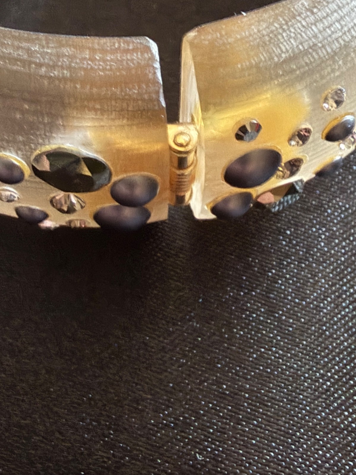 Alexis Bittar Crystal Studded Frosted Metal Lucite Hinged Bracelet Circa 2010