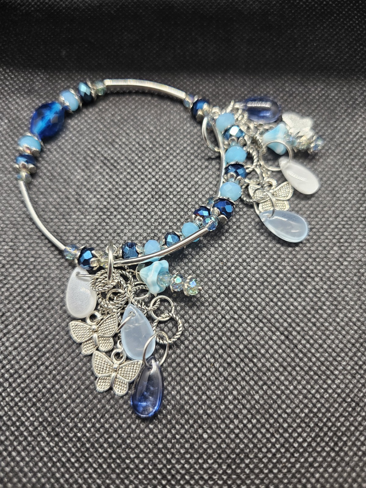 Adj. 6.5″-8.5″ Fairy Btrfly Flwr Bracelet/Tarot Card Holder Silver 925p Cuff