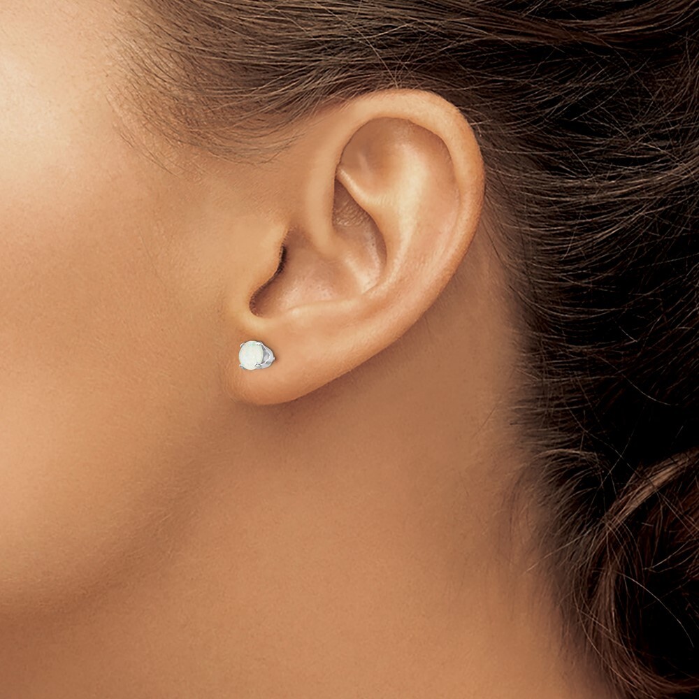 5mm 14k White Gold 5mm Opal Stud Earrings