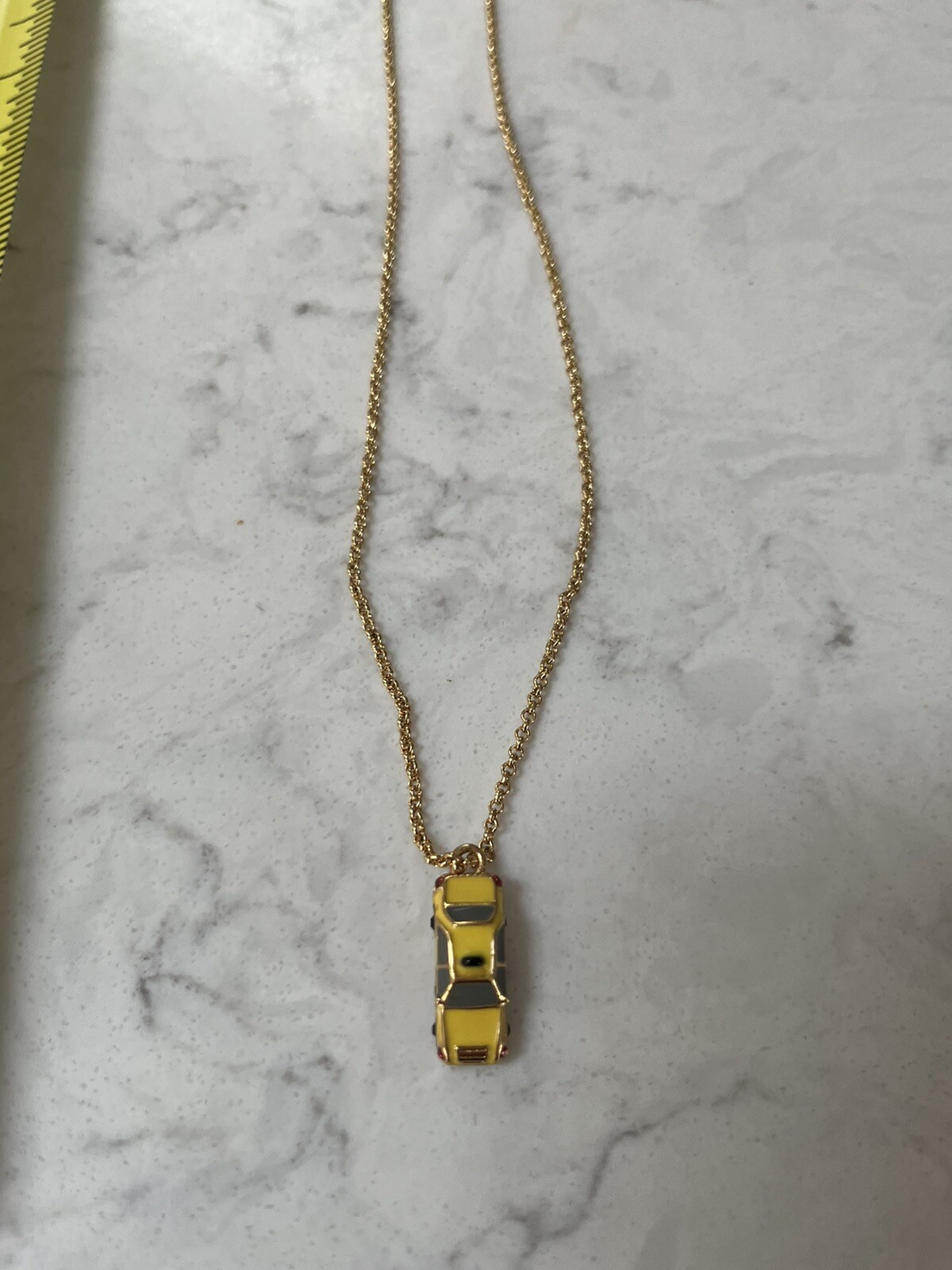 NWT Kate Spade MA CHERIE TAXI 12-K Gold Plated Brass With Glass Stone Necklace