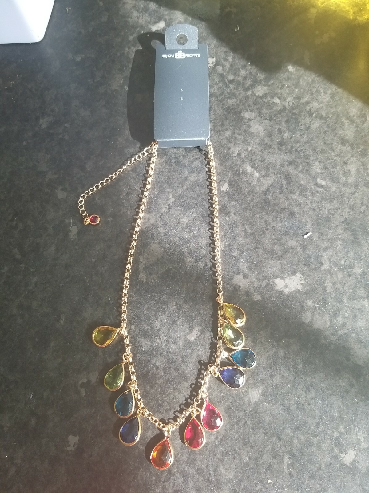 BNWT Bijou Brigette Gold Metal Muliticolour Necklace Approx 20 Inches