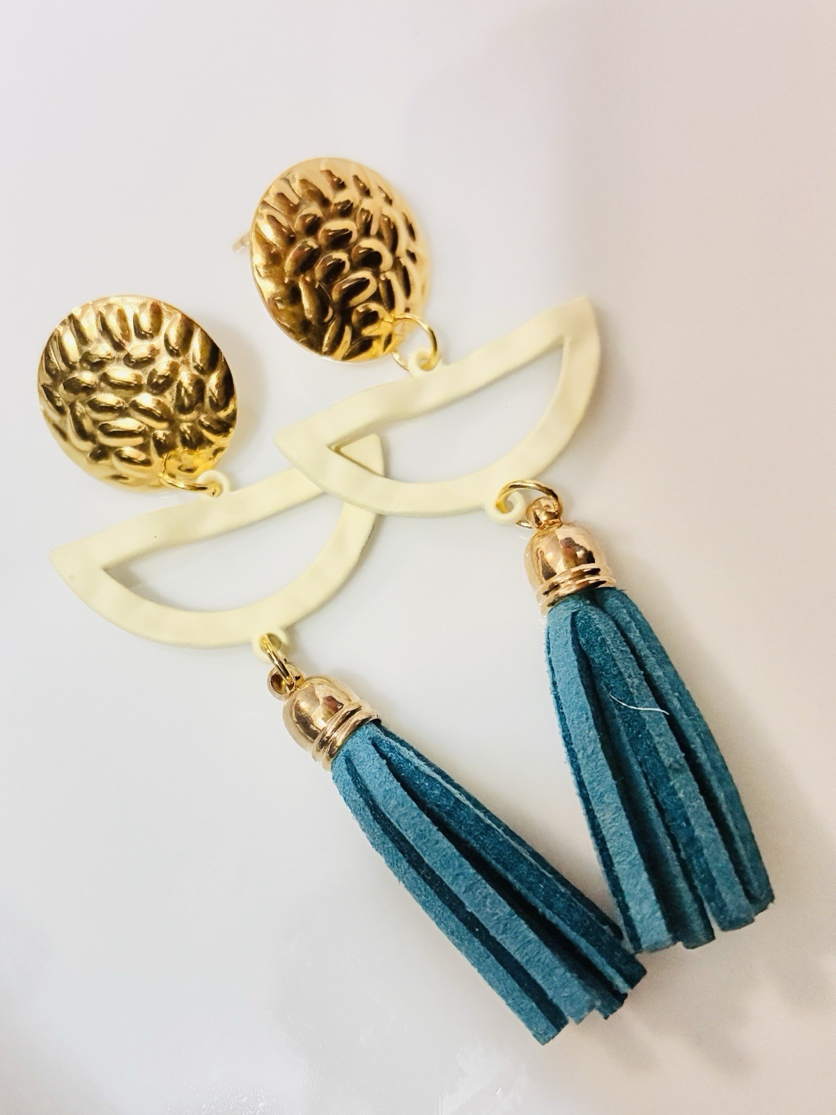 Green Fringe Mid-Century, Modern Earrings, High Quality,