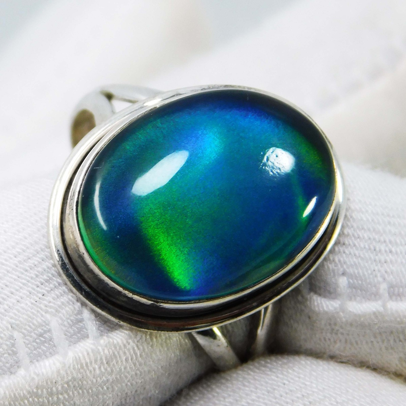 16x12mm Natural Aurora Opal Ring 925 Sterling Silver Jewelry Gift for Self & Her