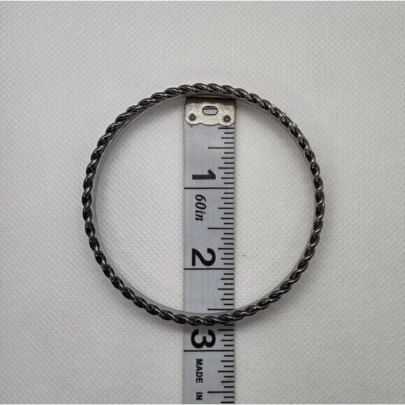𝅺Sequin & Twirled Metal Bangle Bracelets 2 Set Black Goth Grunge Stacked 2.5″
