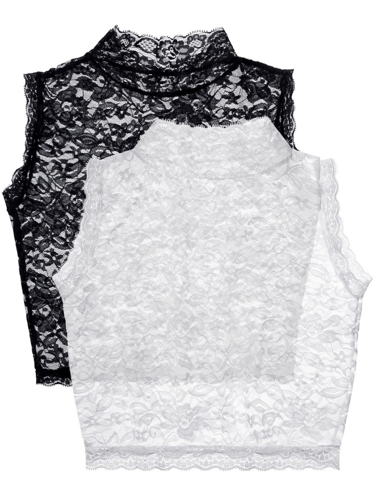 2 Pieces Women’s Lace Fake Collar Detachable Dickey White Black Lace Jabot De…