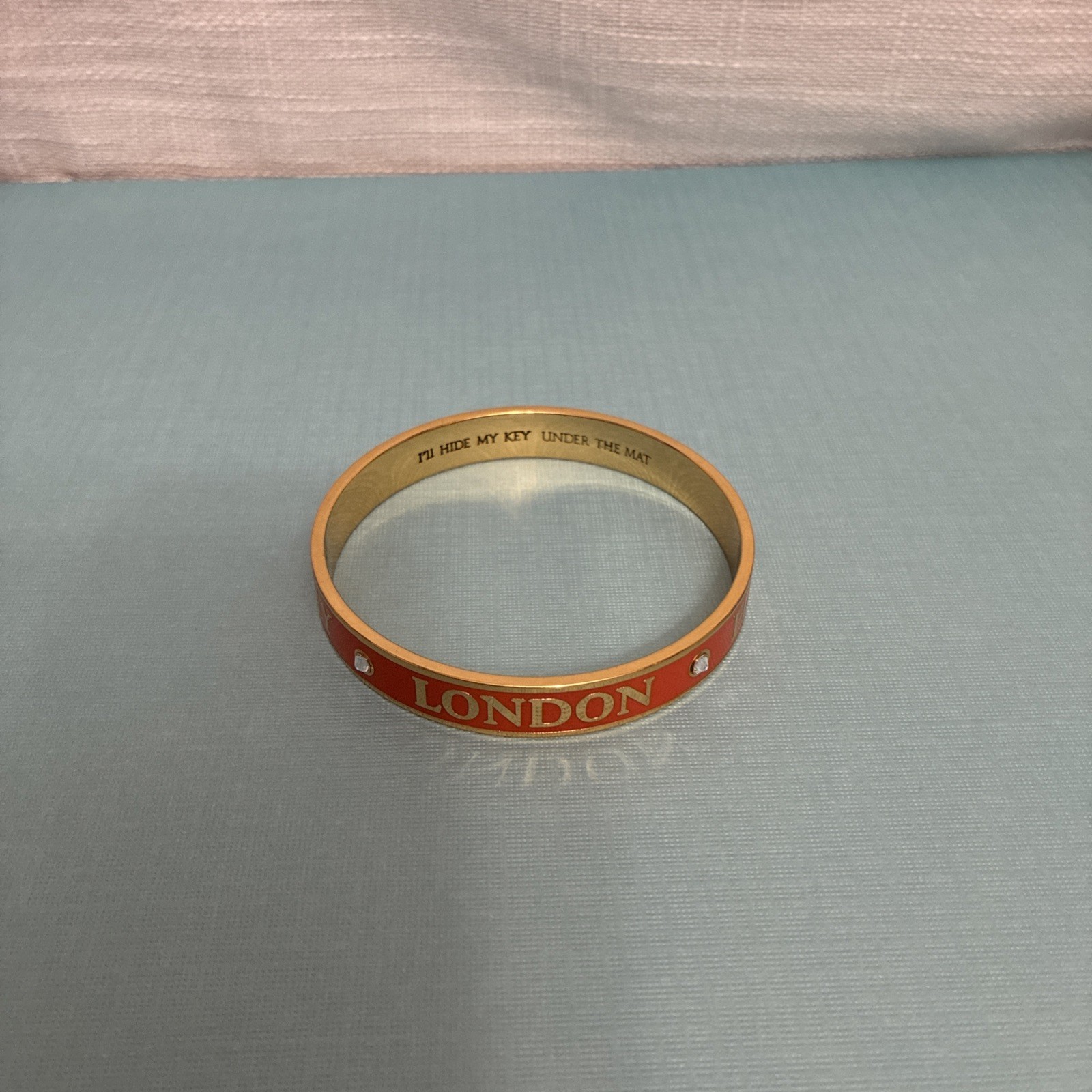 MY FLAT IN LONDON BANGLE BRACELET ORANGE/GOLD TONE 2 5/8”x 3/8”
