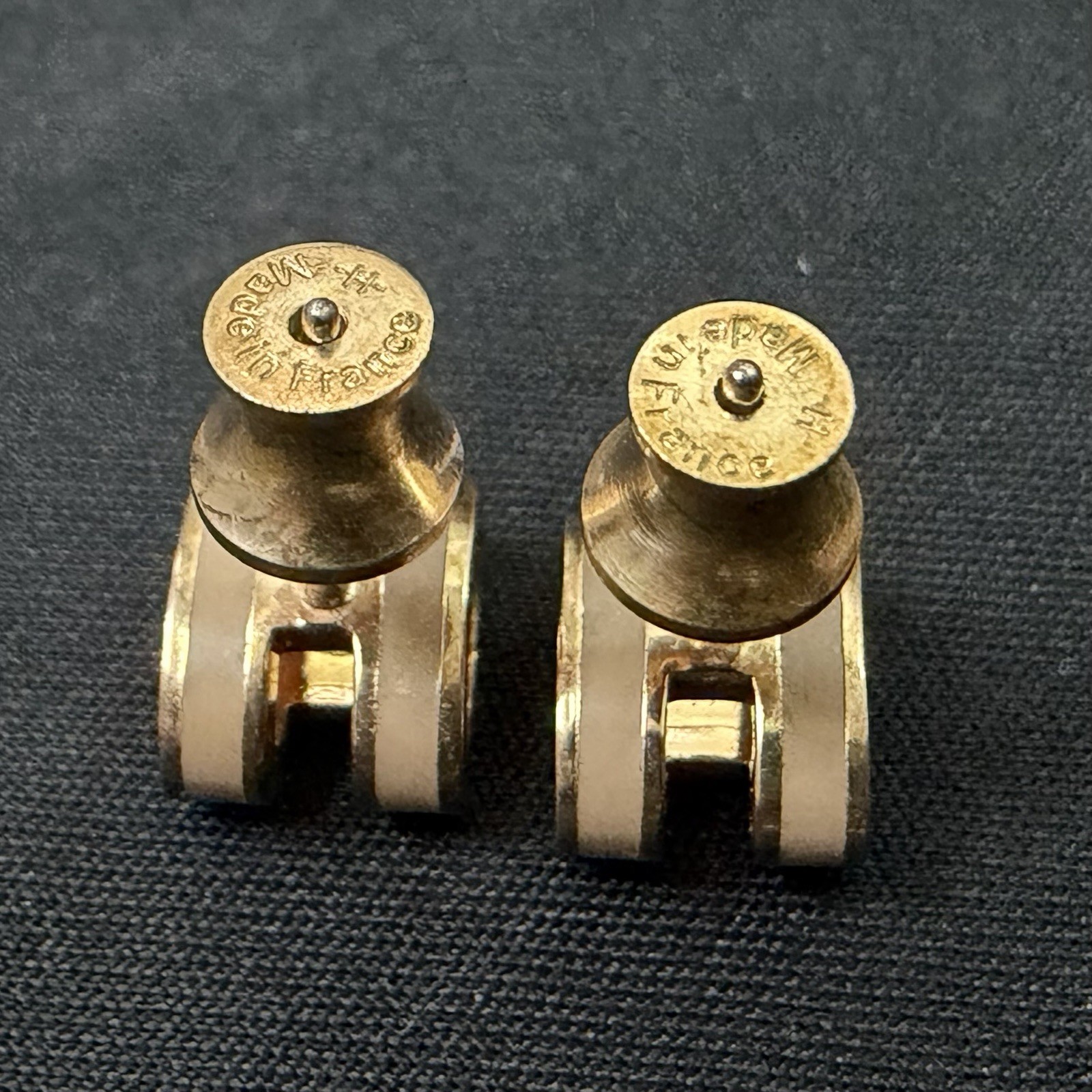 HERMES Mini Pop H Earrings Rose Dragée Enamel Yellow Gold Plated