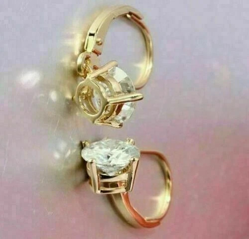 2.00Ct Round Cut VVS1 Diamond Drop & Dangle Earrings 14k Yellow Gold Plated