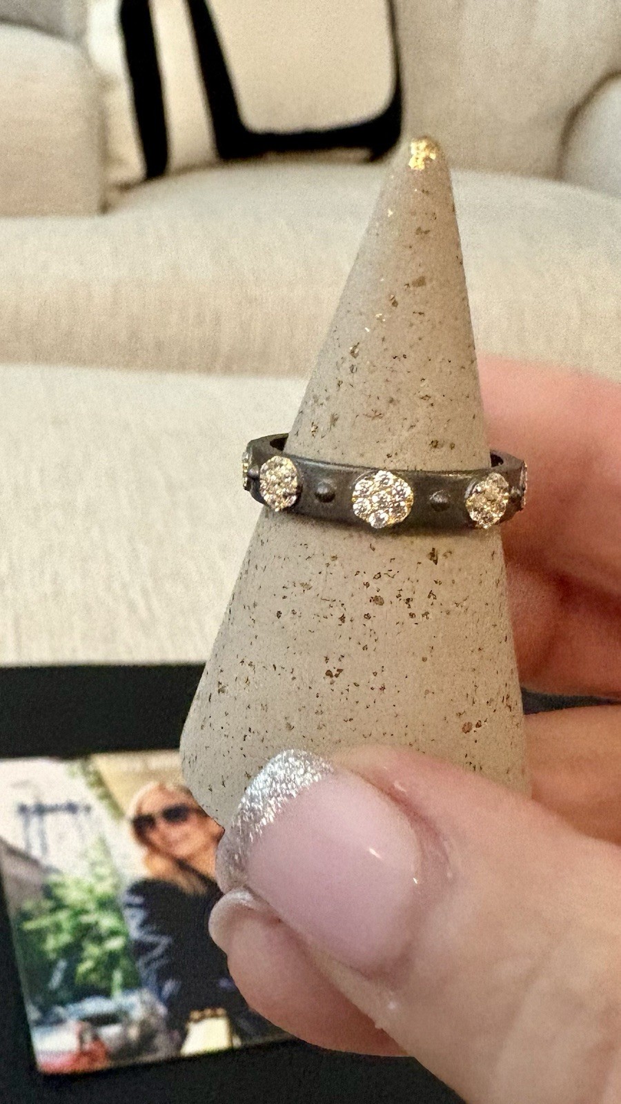 Freida Rothman 14k Gold & Rhodium over SS 925 Medallion Ring Size 7