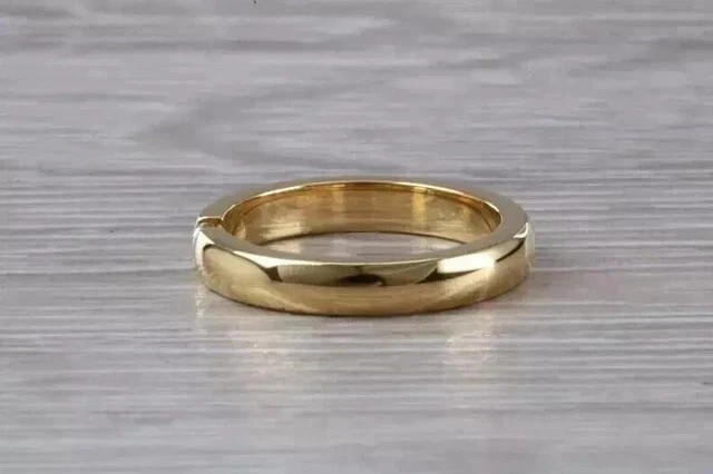 Real Moissanite 1.00Ct Round Cut Wedding Band Ring 14k Yellow Gold Plated Silver