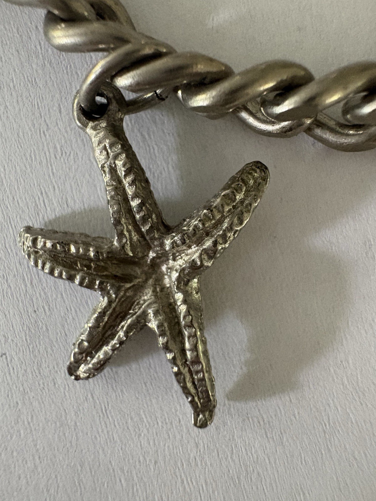 Silver Tone Beach Charm Bracelet w/ Cape Hatteras Lighthouse, Starfish, Seahorse