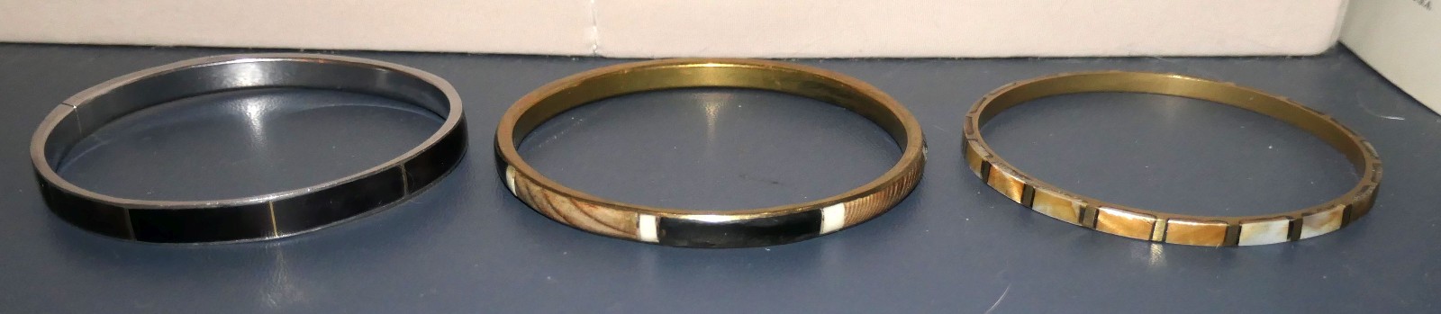 Lot of 13 Bracelets Inlaid Metal Various Colors