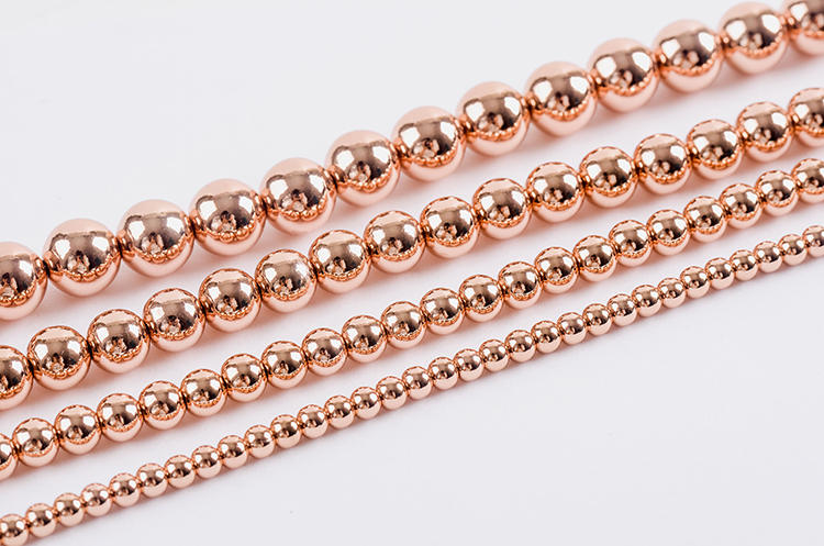 925 Silver Filled / Rose Gold GF Solid Ball Beads Charm Necklace 20″ 4MM – 10MM