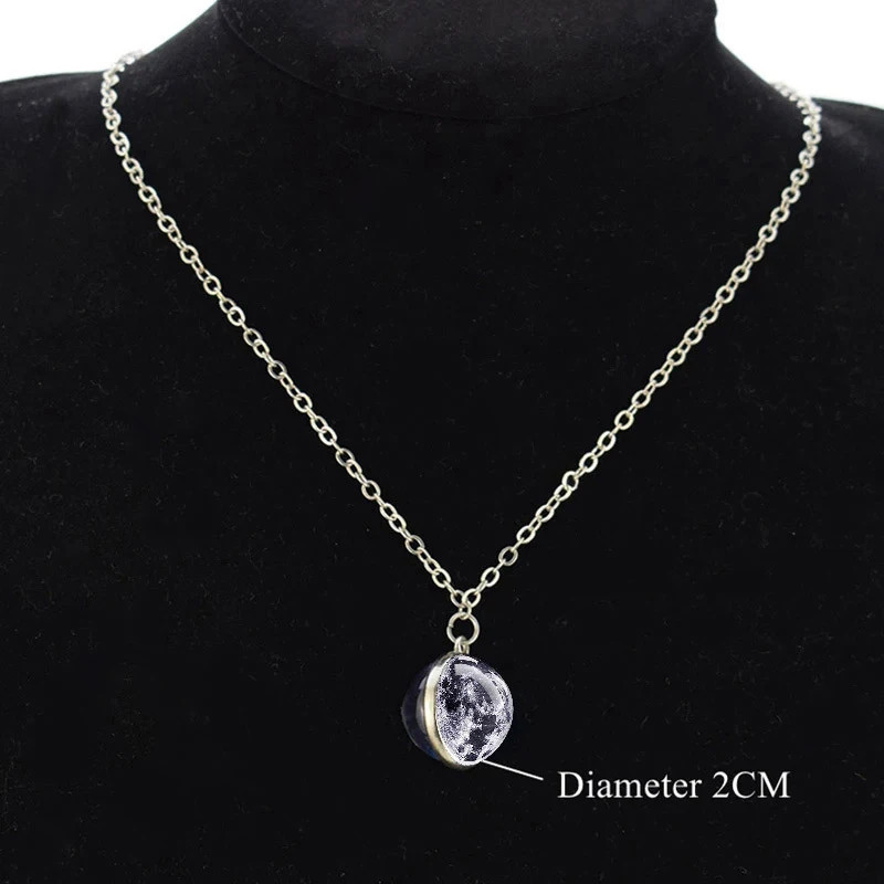 Double Sided Galaxy Planet Glass Ball Pendant Solar System Necklace