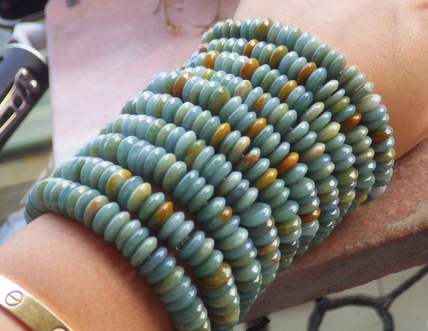 1 piece Yellow A JADE Jadeite Beads Bangle Circle Bracelet 6.5 inches 732670