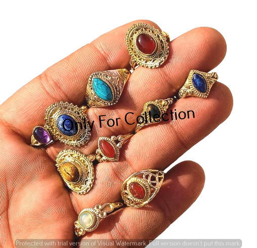 Mesmerzing Carnelian & Mix Gemstone stunning 18k Gold Plated Rings Lot Jewelry