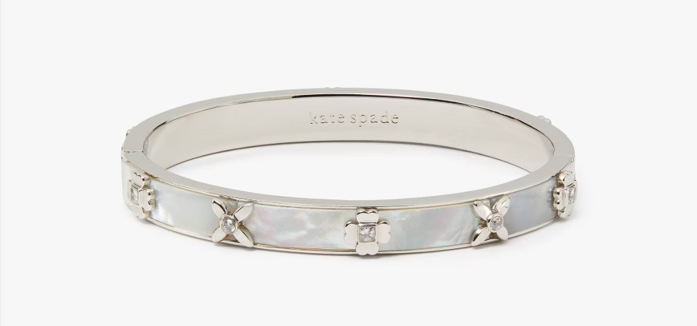 Kate Spade Heritage Bloom Hinged Bangle – Cream/Silver