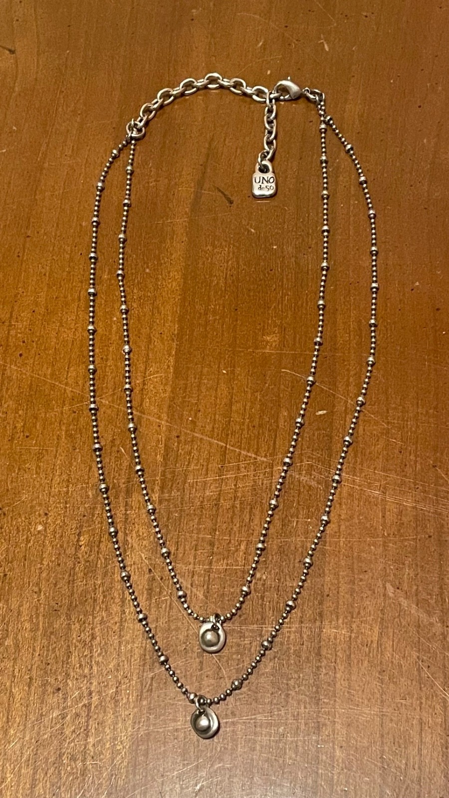 Uno de 50 Silver Plated Double Chain Necklace