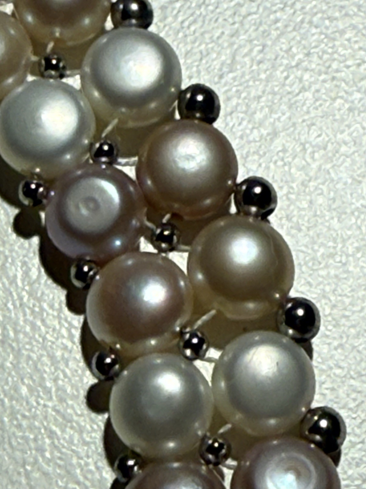 Multicolor Pastel FW Pearl Woven Collar Necklace 925 Clasp And Beads Wedding