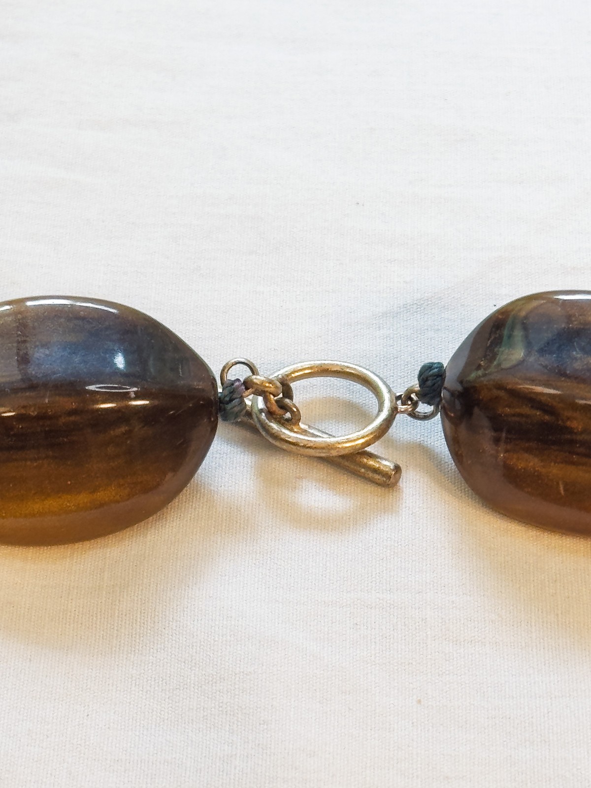Banana Republic Chunky Tiger’s Eye Lucite Beaded Necklace on Knotted Cord