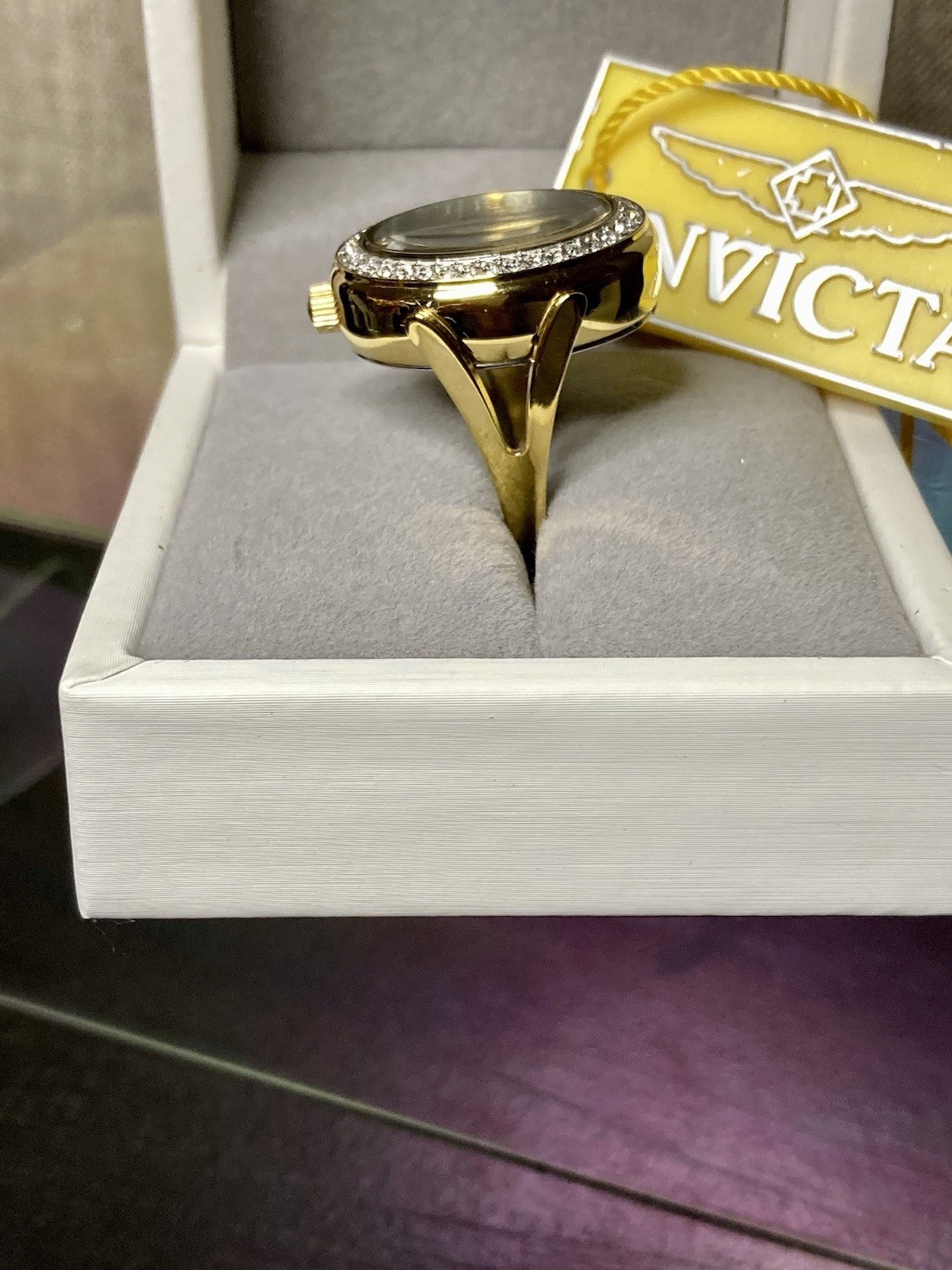 Invicta Women’s Ring Watch Mini Angel Lady Gold Tone – NEW