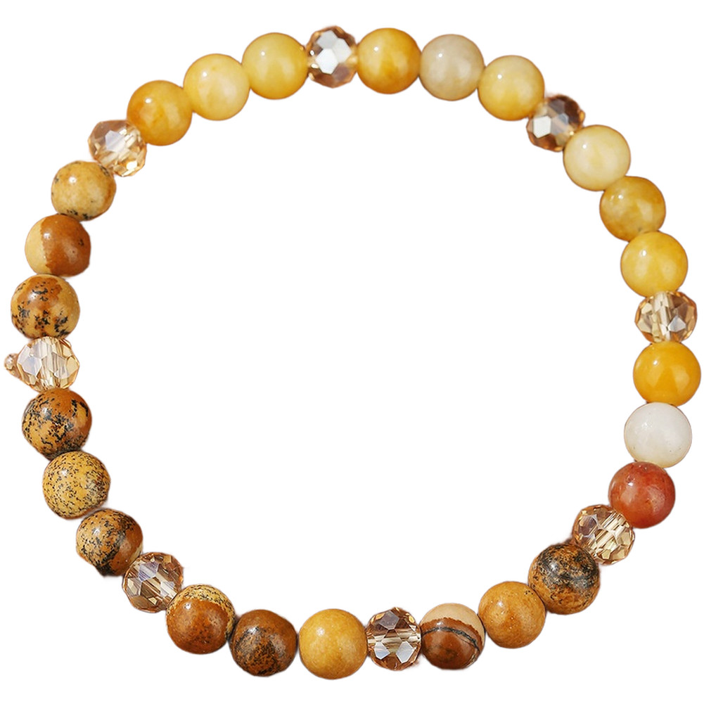8mm Round Stone Bead Bracelet Natural Material Hand Strung Unisex 18.5cm 19.5cm