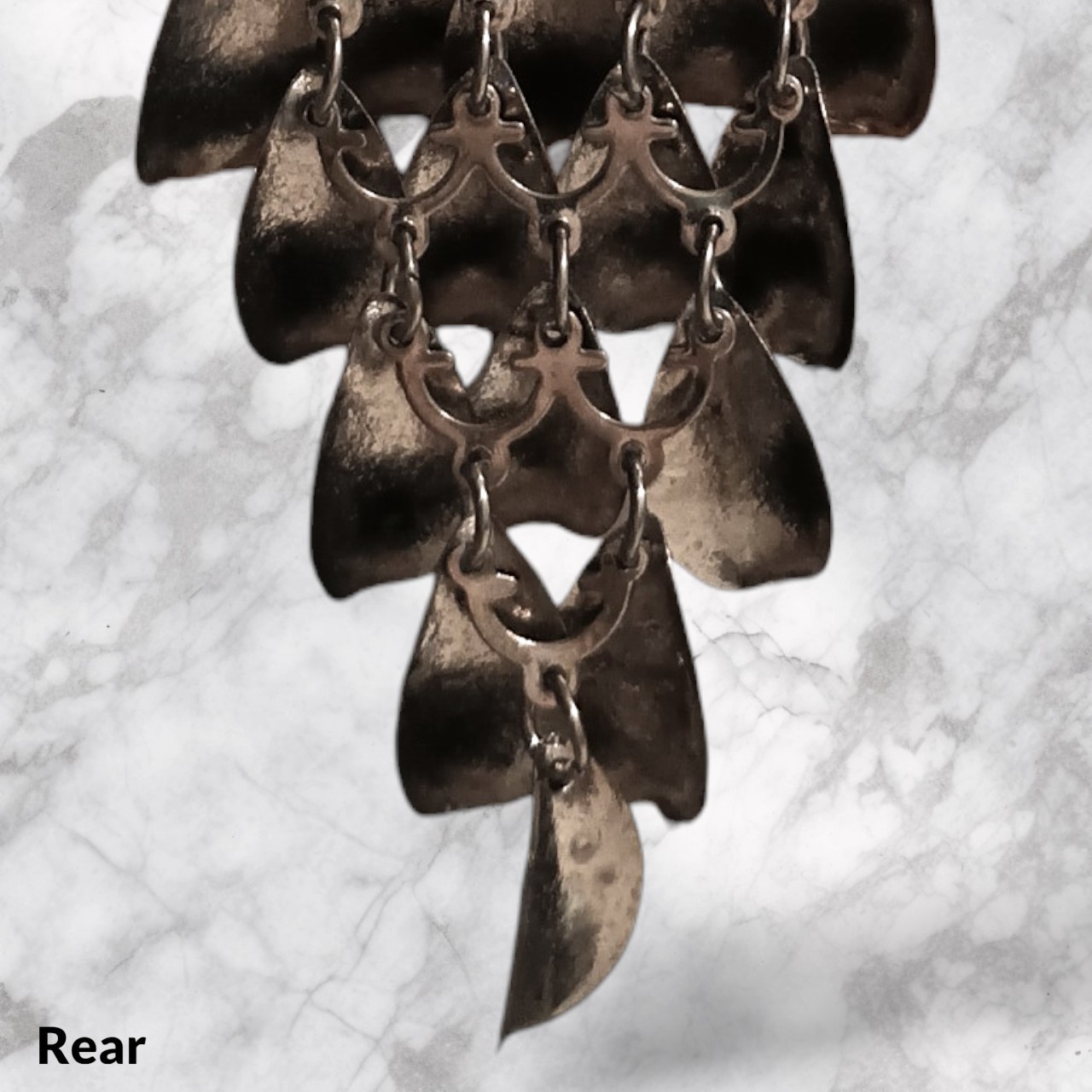 Shimmery Gun Metal Grey Layered Dangling Leaf Chandelier Statement Earrings