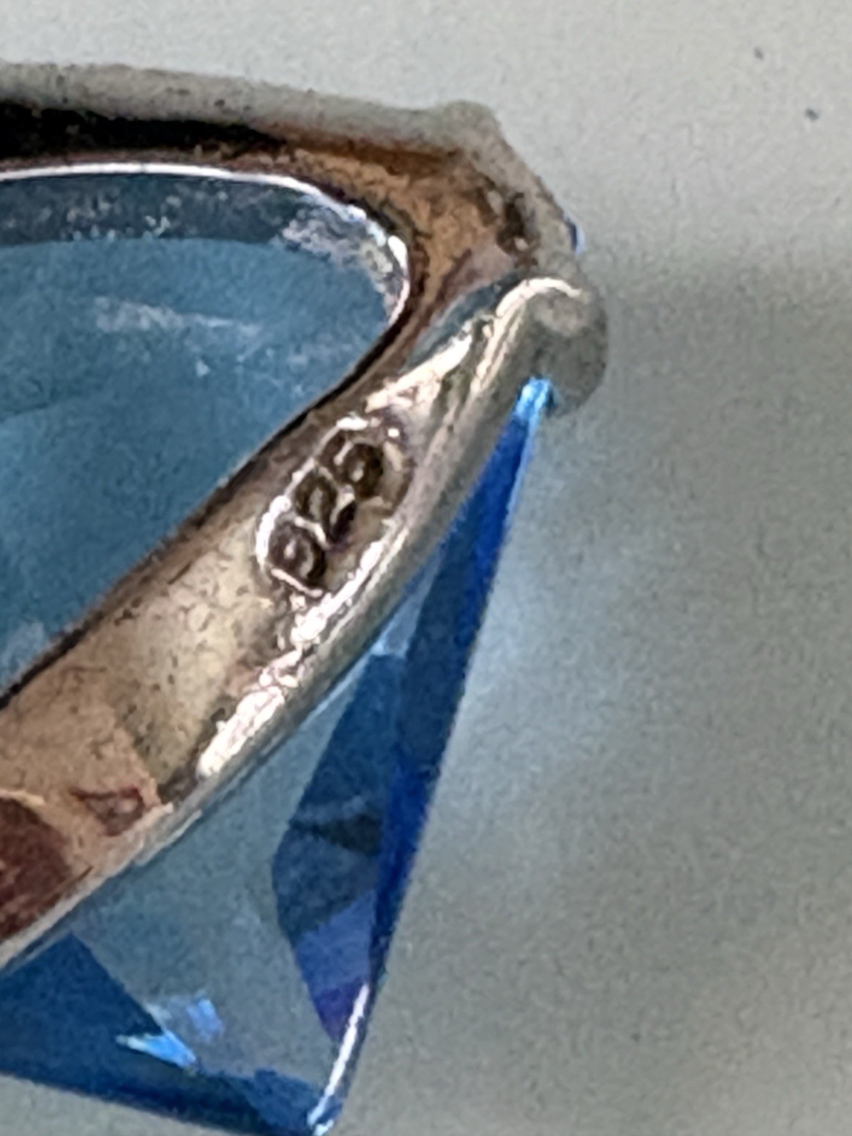 Sterling Silver Square Blue Topaz Diamond Pendant Enhancer 3 Grams