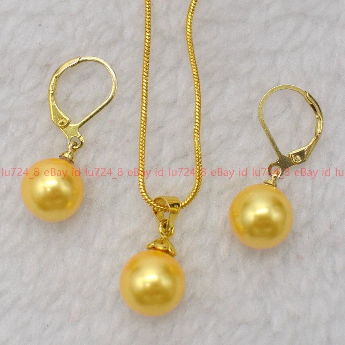 Beautiful Multicolor Shell Pearl Round Beads Pendant Necklace Earrings Set 17″
