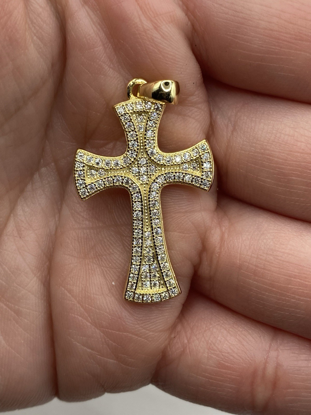 Cross Pendant 0.56 CTW VVSD MOISSANITE- Gold over 925 Sterling Silver