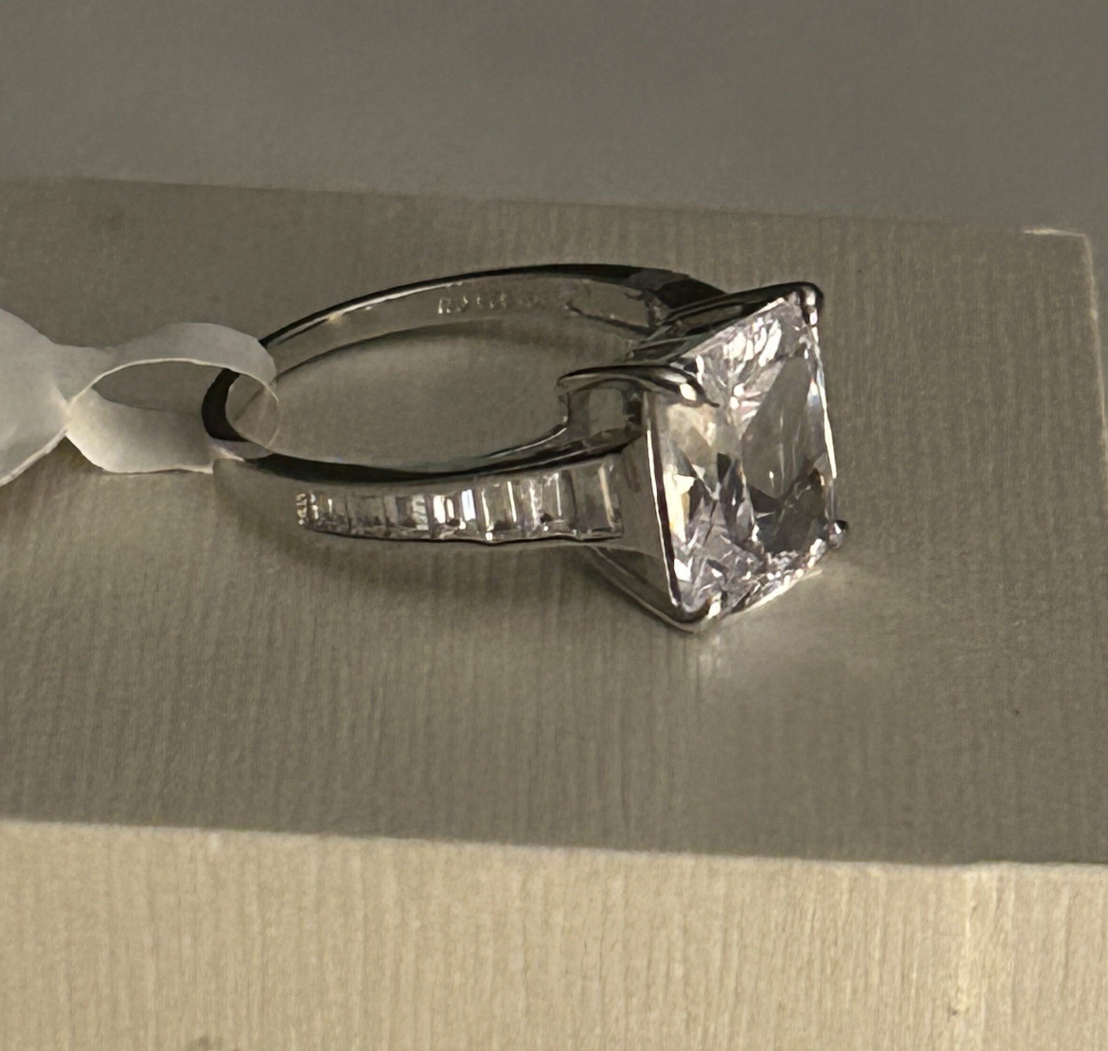Giorgio di Vicenza Size 8 Sterling Silver Radiant Cut Ring NIB Gift, CZ 925