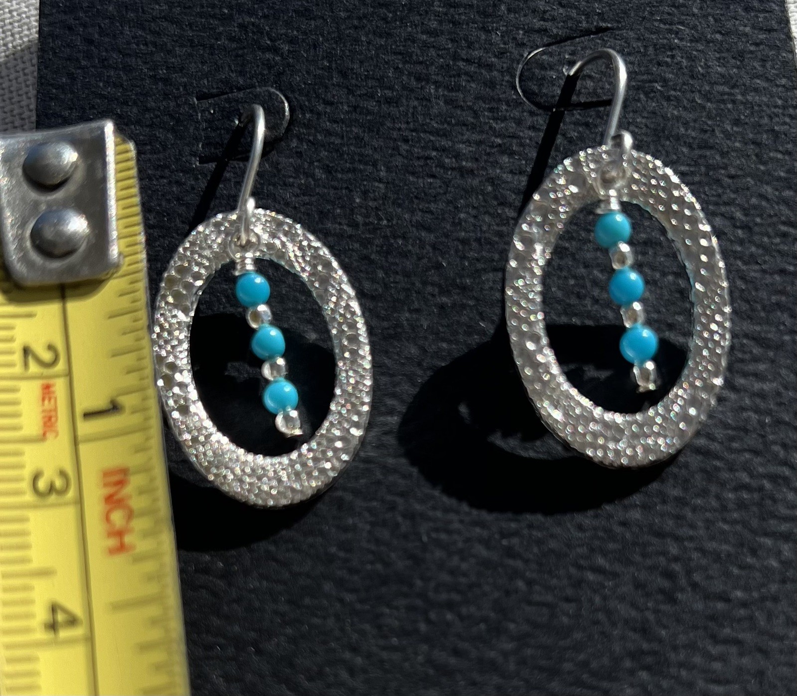 Pure Silver 99.9 and Sleeping Beauty Turquoise Arizona Earrings NEW