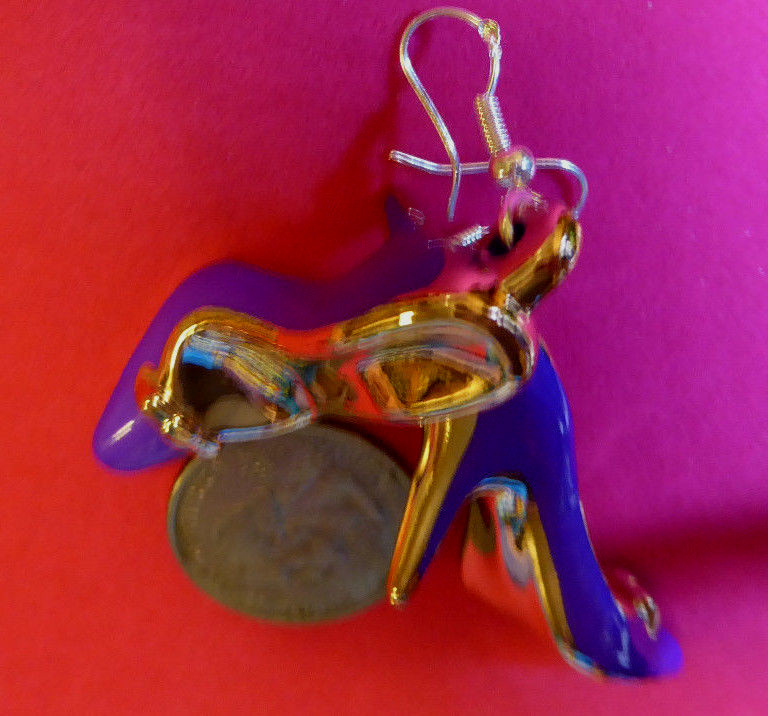 Purple Color 925 EARRINGS Handcrafted HIGH HEEL SHOES STILETTO Nora Winn