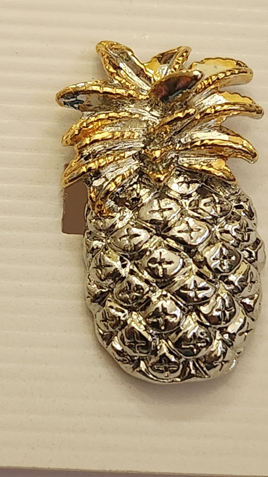 Pineapple Shaped 2 Tone Silver & Gold Stud Earrings On Card