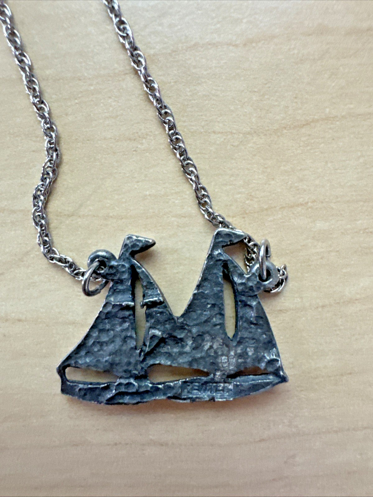 Silver Necklace Duo Sailing Ship Pendant 18″ Nautical