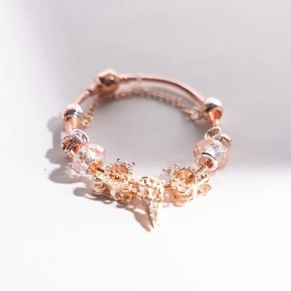 IRAMAT Rose Gold Charm Bracelet – Bohemian Women’s Jewelry with Elegant Beads &