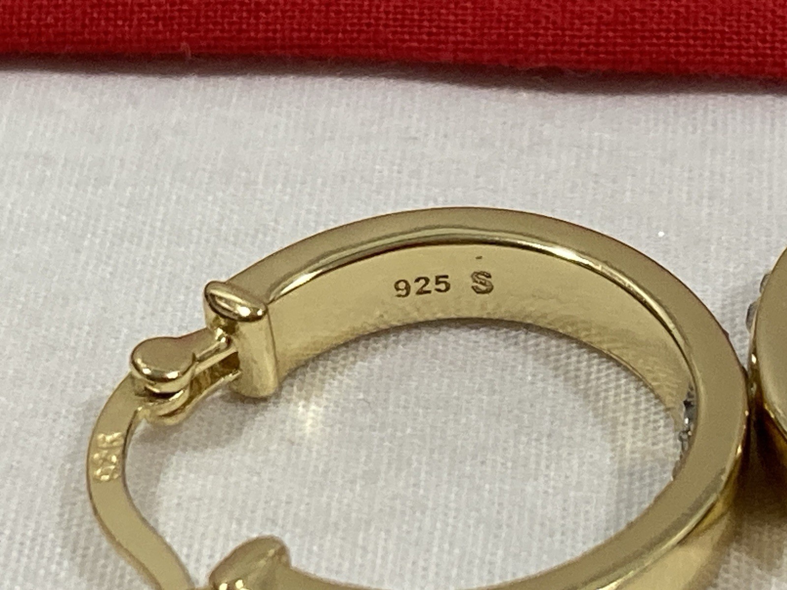 KOHLS 925 S Signed Sterling Silver Gold Vermeil Crystal Hoop EARRINGS -IN BOX-