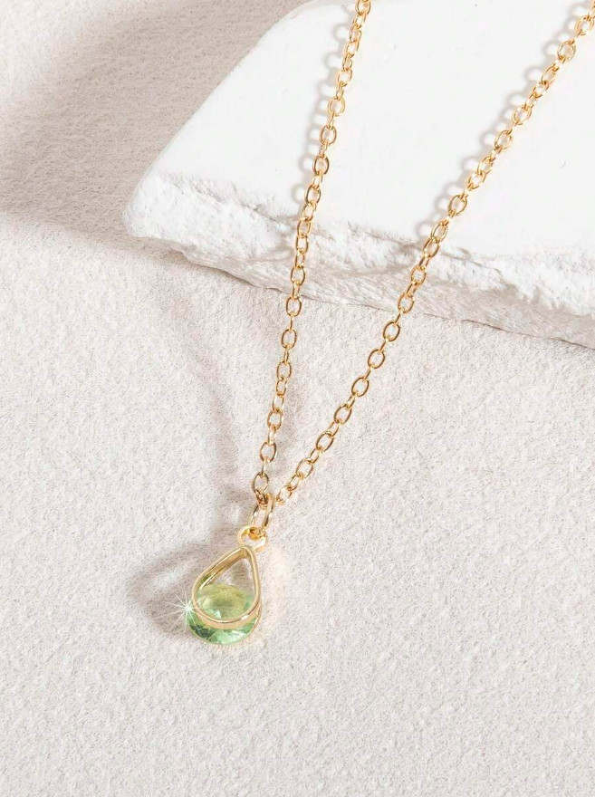 Heart Pendant Women Necklace Jewelry Accessories Water Drop Birthstone Gift USA