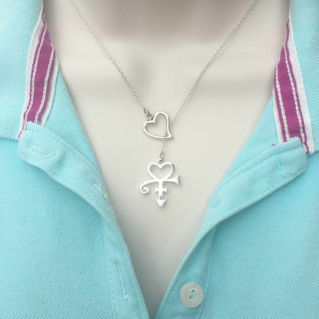 Famous Singer Love Symbol Handmade Silver Lariat Y Necklace.