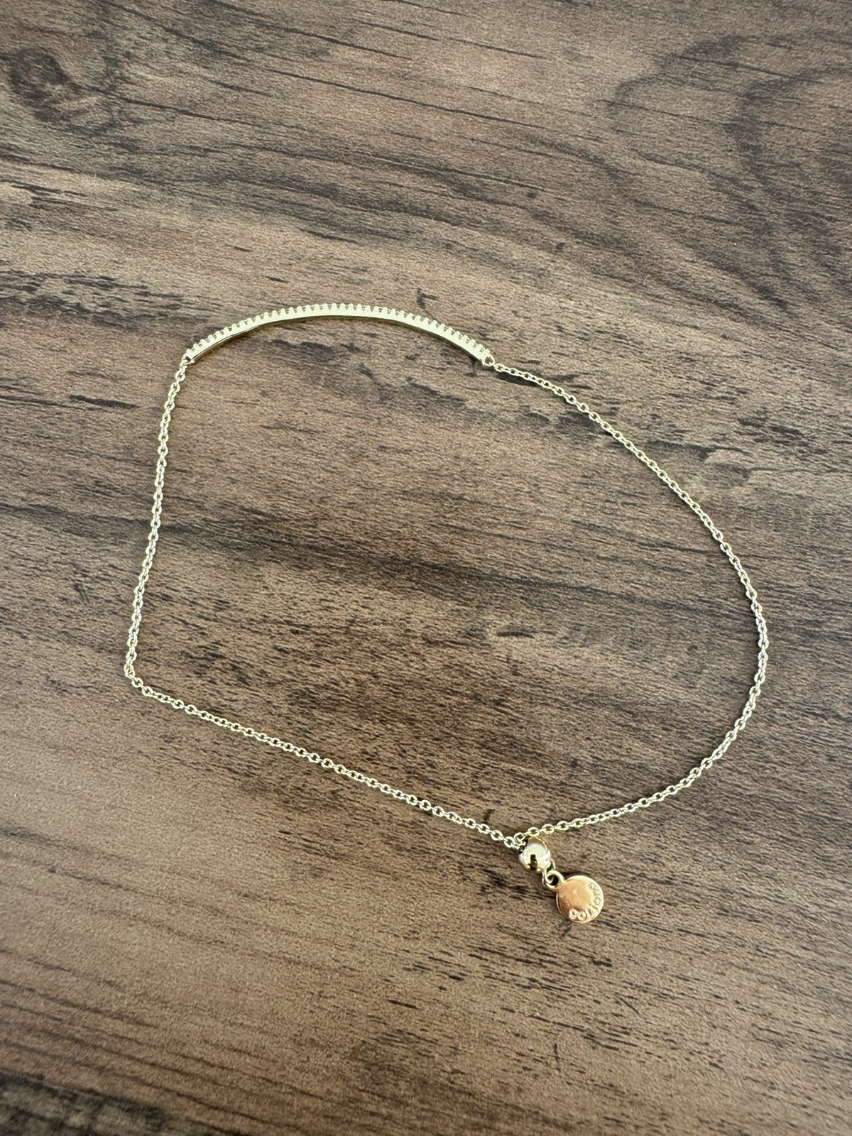 Gorjana Gold Pave Bar Adjustable Bolo Bracelet CZ Minimalist Chain Bracelet