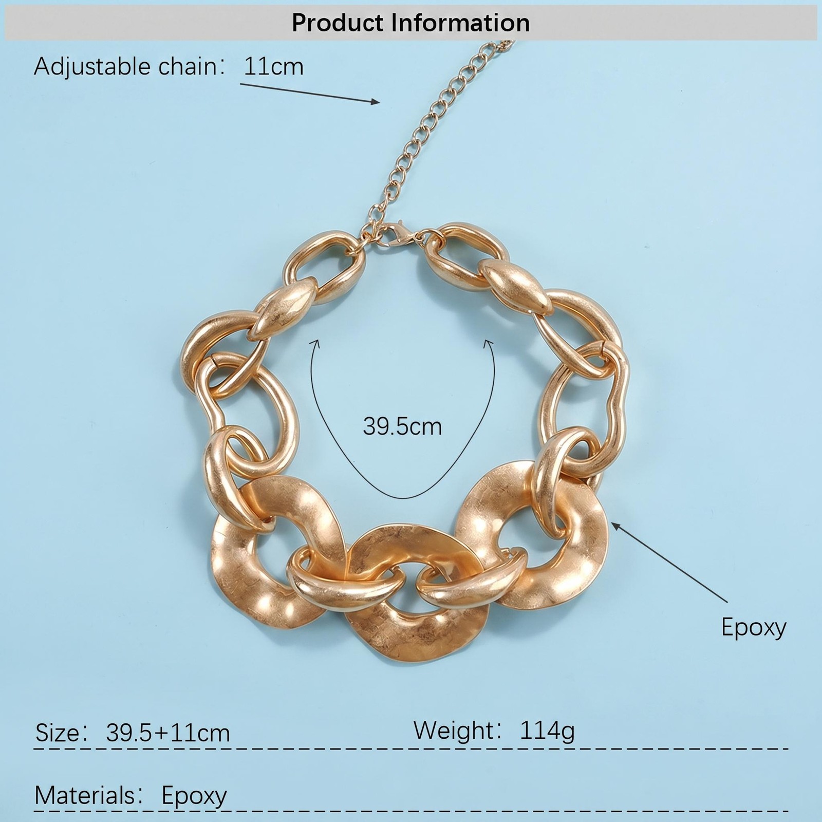 Matte Gold Chunky Chain Choker: Oversized Mixed Link Statement Necklace