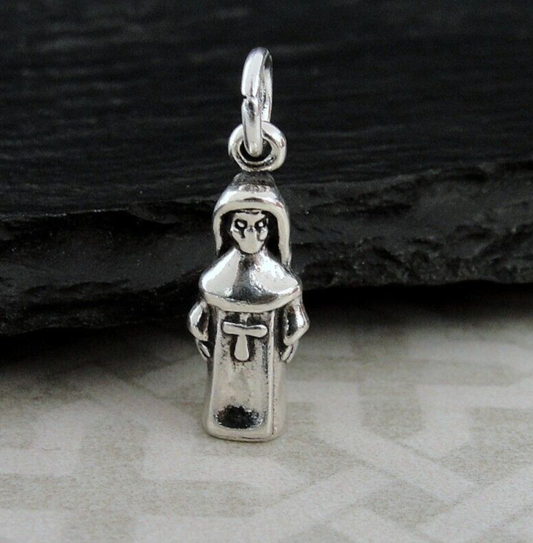 925 Sterling Silver 3D Nun Charm – Religious Charm – The Nun Halloween Charm
