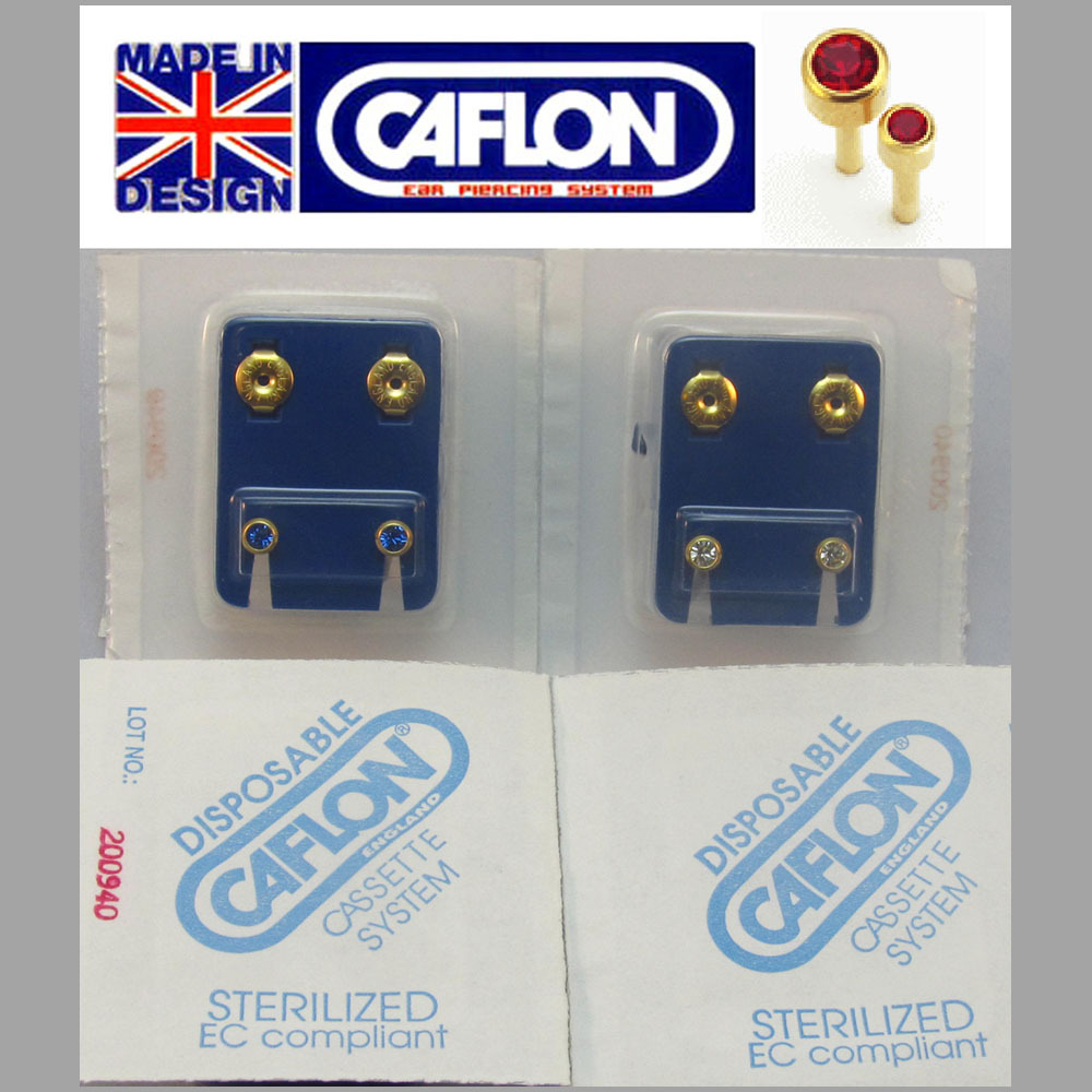 CAFLON EARRINGS – 24ct GOLD PLATED BIRTHSTONE STUDS – Brand New in Sterile Pack